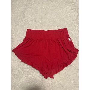 FP Movement Free People Get Your Flirt On Ruffle Shorts Red Wine Size Small S